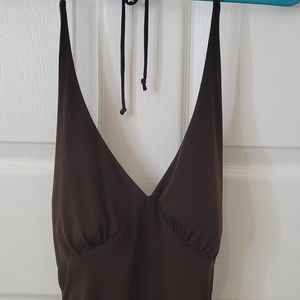 EUC Halter Neck Midi Length Brown Dress Size Small